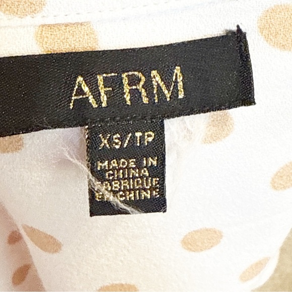 AFRM MARIANNA WOVEN BUTTON-UP SHIRT IN BLANC/ NUDE POLKA DOT XS TP - Picture 7 of 8